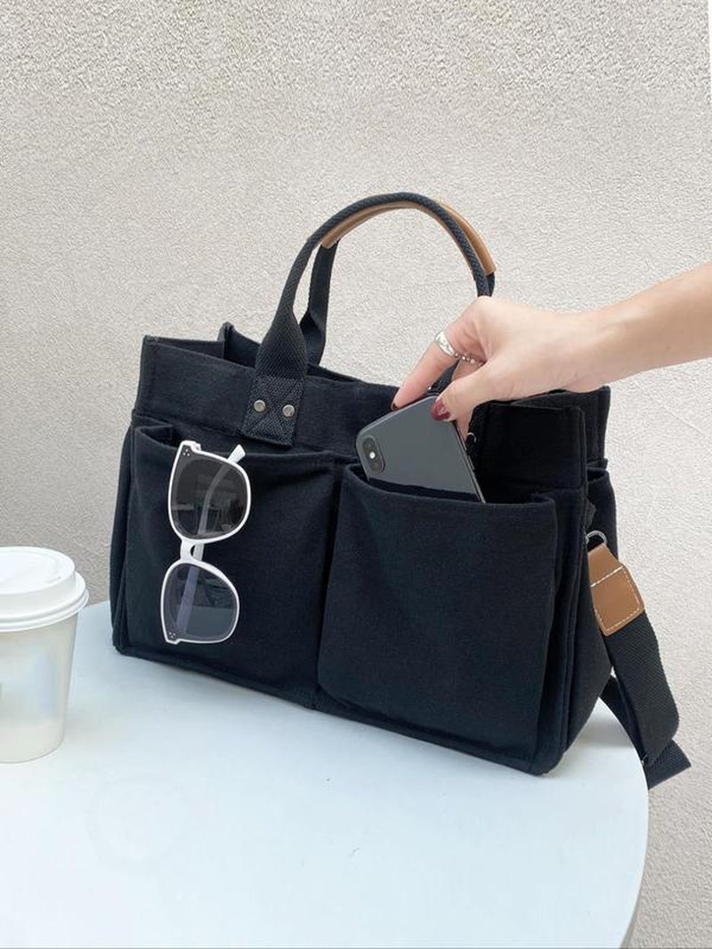 Large Capacity with Removable Bottom Canvas Tote Bag