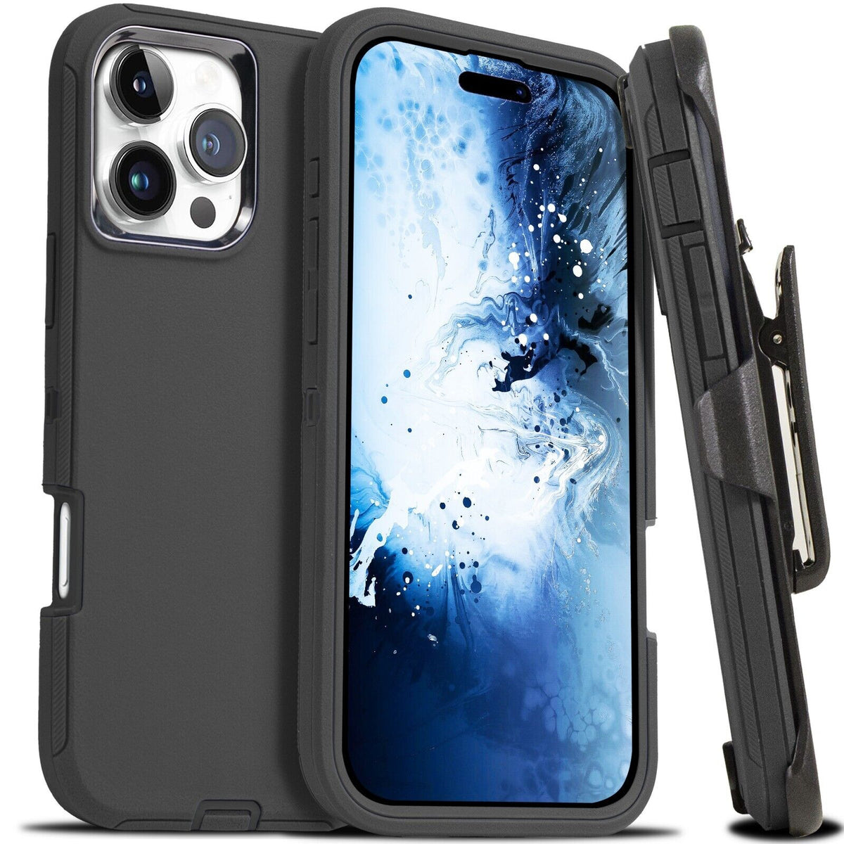 For Iphone 16 15 14 plus 13 12 Pro Max Shockproof Heavy Duty Case + Belt Clip