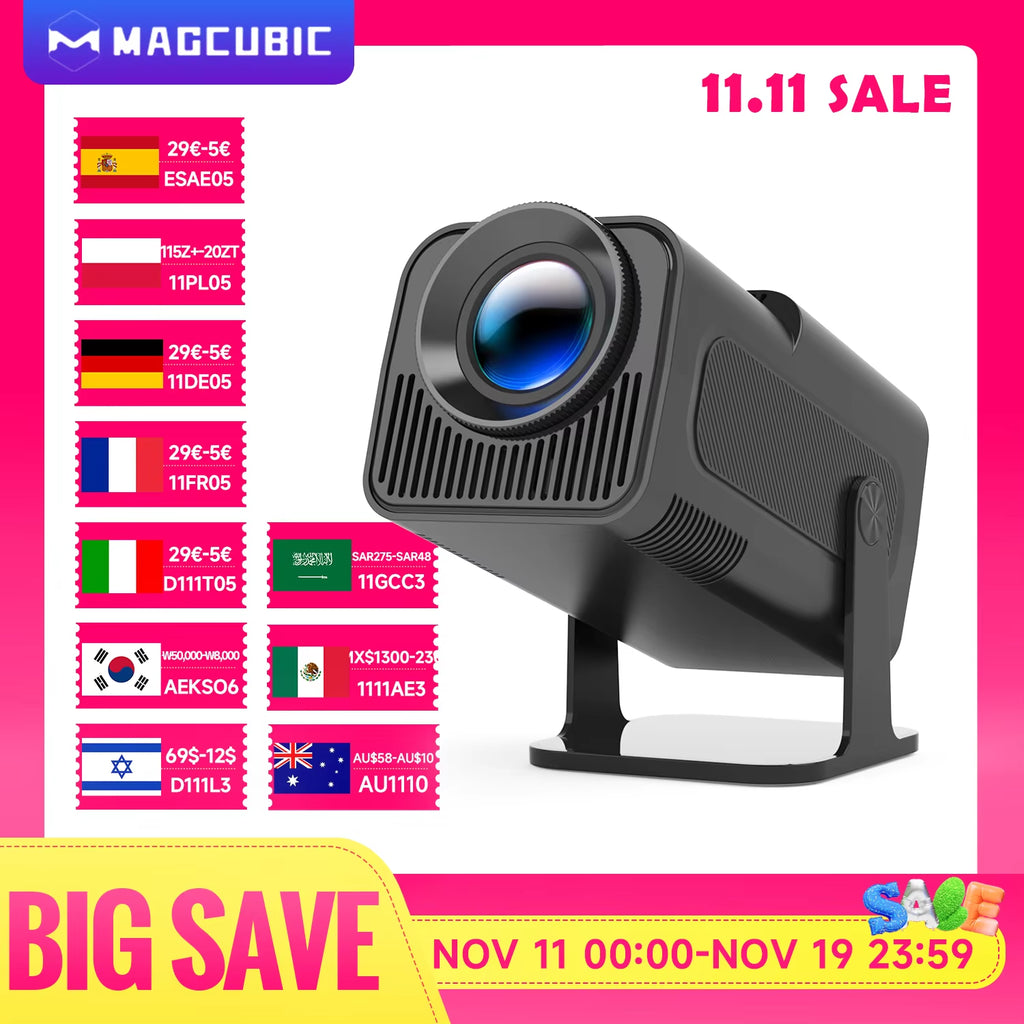 4K Android 11 Projector Native 1080P 390ANSI HY320 Dual Wifi6 BT5.0 1920*1080P Cinema Portable Projetor Upgrated HY300